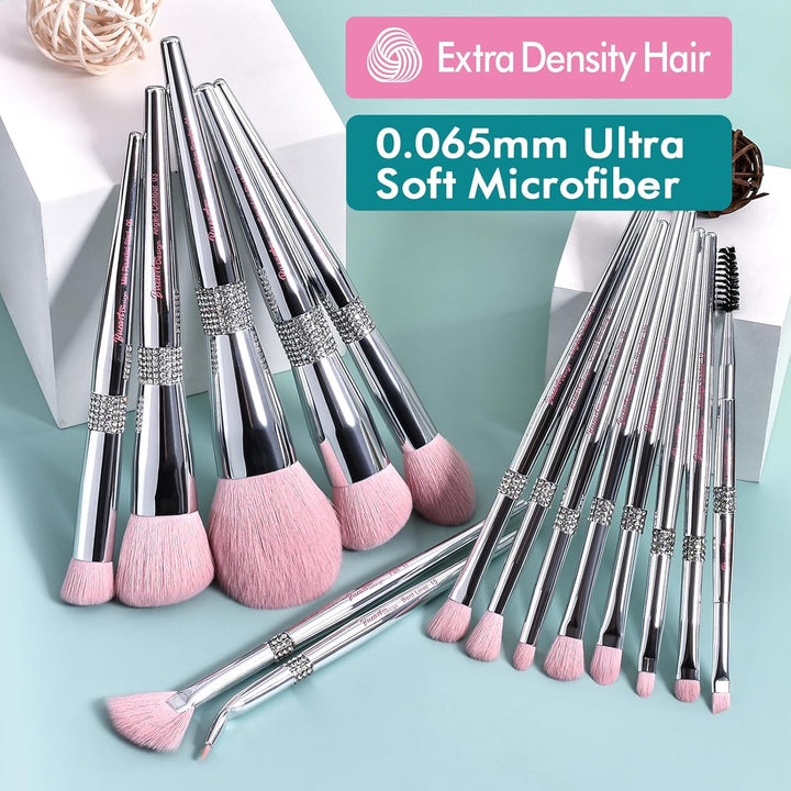 Bueart Design Juego elegante de brochas de maquillaje rosa pálido u...