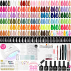 VANREESA Kit de 115 esmaltes de uñas de gel con taladro, Kit de esmalte de gel de 115 piezas