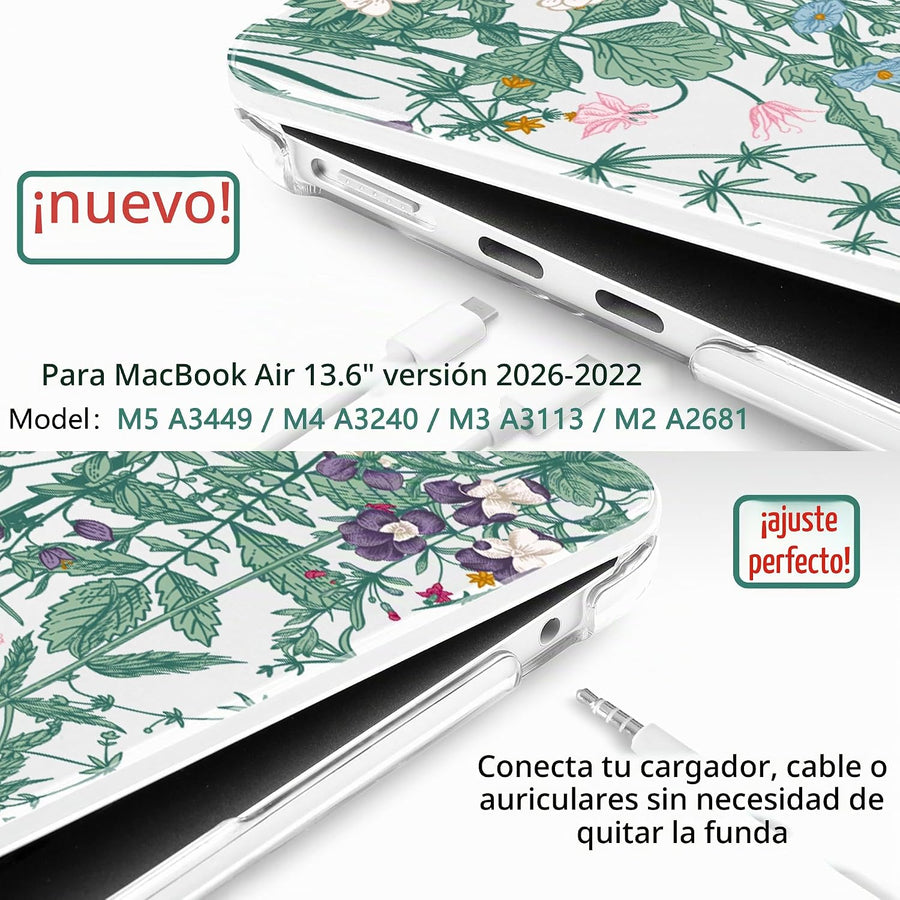 TWOLSKOO Funda para MacBook Air M4 de 13.6 pulgadas Versión 2025-20...