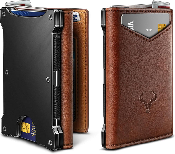 Cartera Bulliant para hombre, cartera de piel delgada con bolsillo...