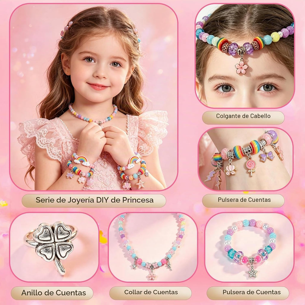JeeMoien Kit de fabricación de pulseras con dijes para niñas de 5, 6, 7, 8-12, kit de pulseras de la amistad, kit de fabricación de joyas para manualidades, regalo de cumpleaños, juguete para 6, 7, 8