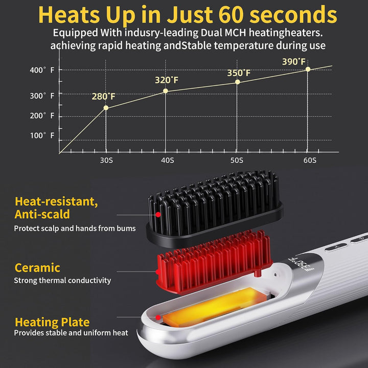 Cepillo de peinado inalámbrico 2 en 1 AI Smart Styler calor rápido...
