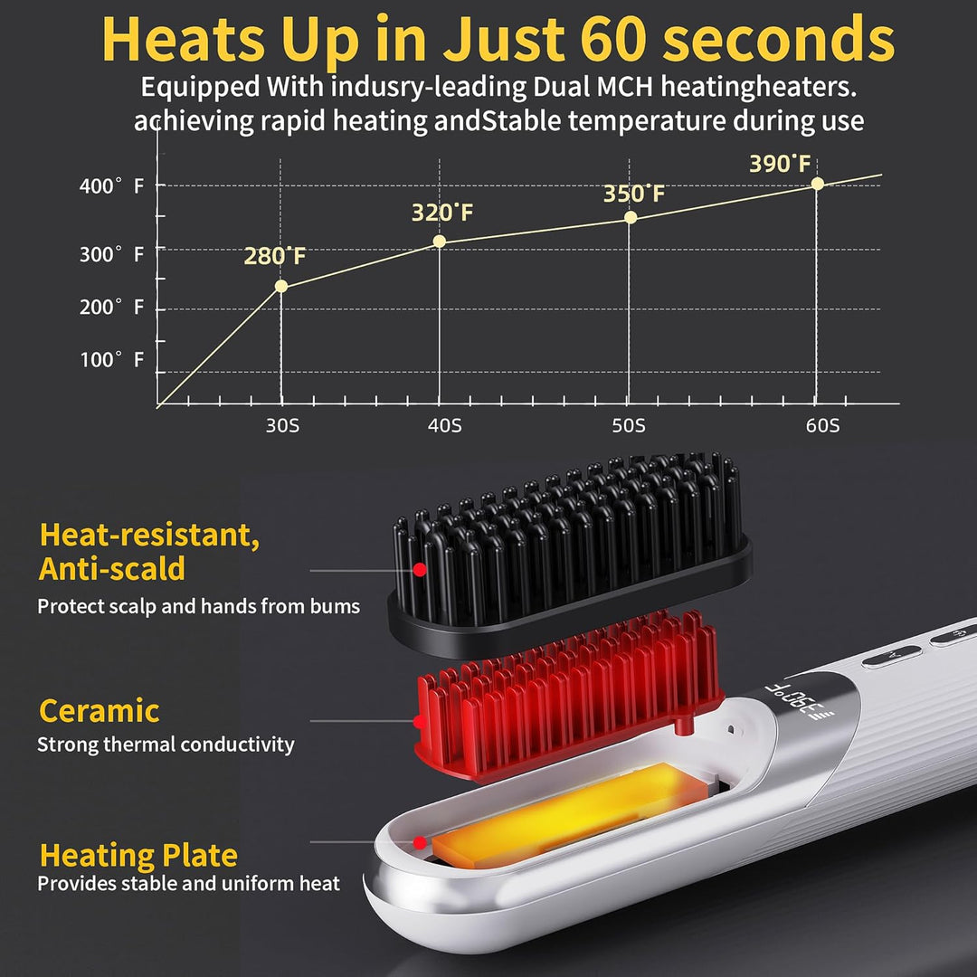Cepillo de peinado inalámbrico 2 en 1 AI Smart Styler calor rápido...