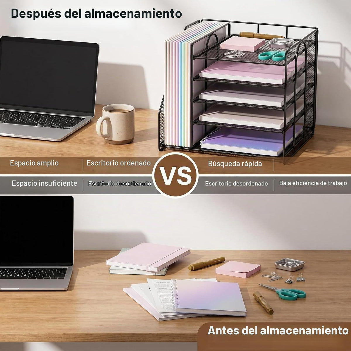 Organizador de escritorio, bandeja organizadora de papel de 5