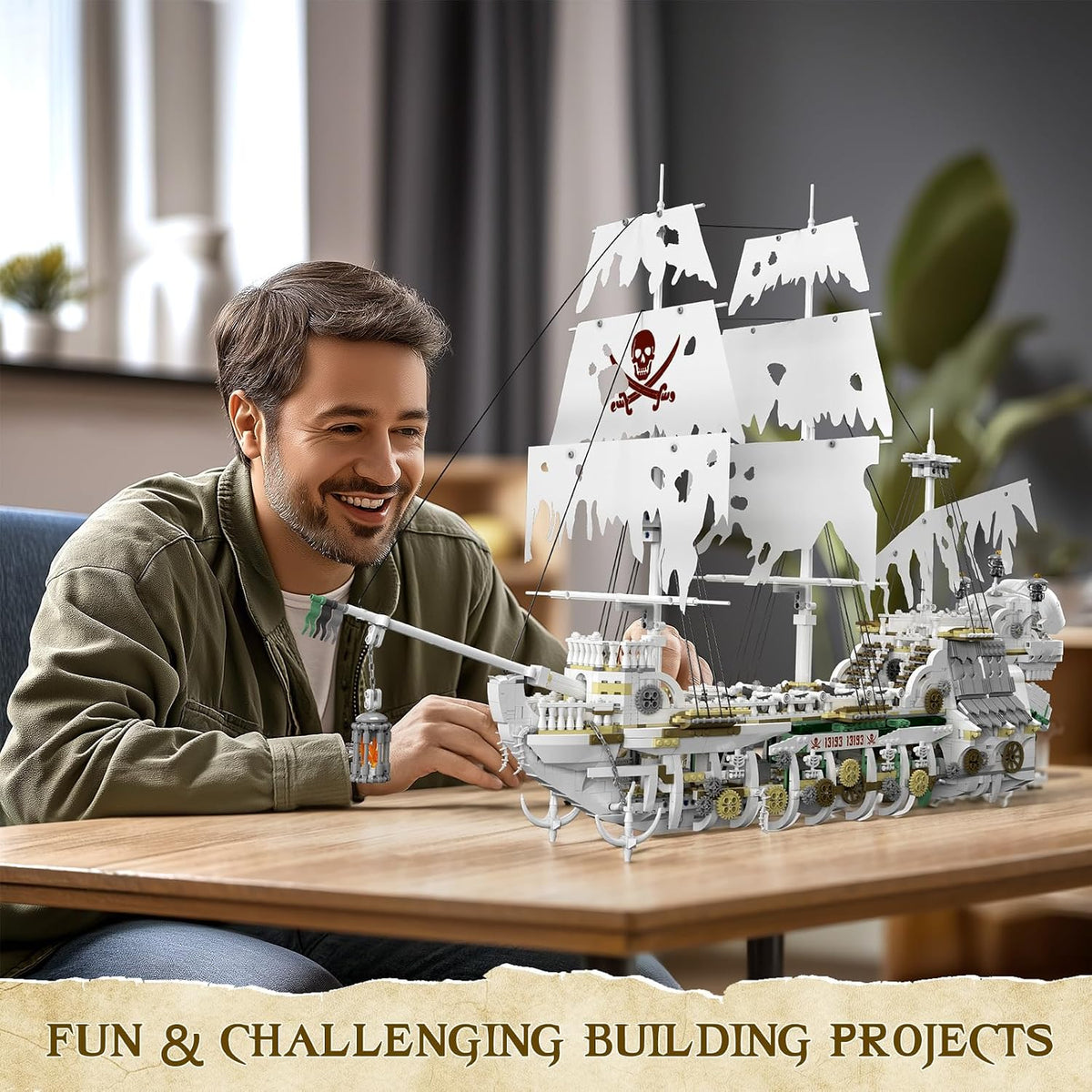 JMBricklayer Conjuntos de Construcción de Barco Pirata para Adultos 40115, Styx Barco Fantasma de Juguete Gran Modelo de Barco Pirata para Construir, Decoración para Habitación u Oficina, Regalo para