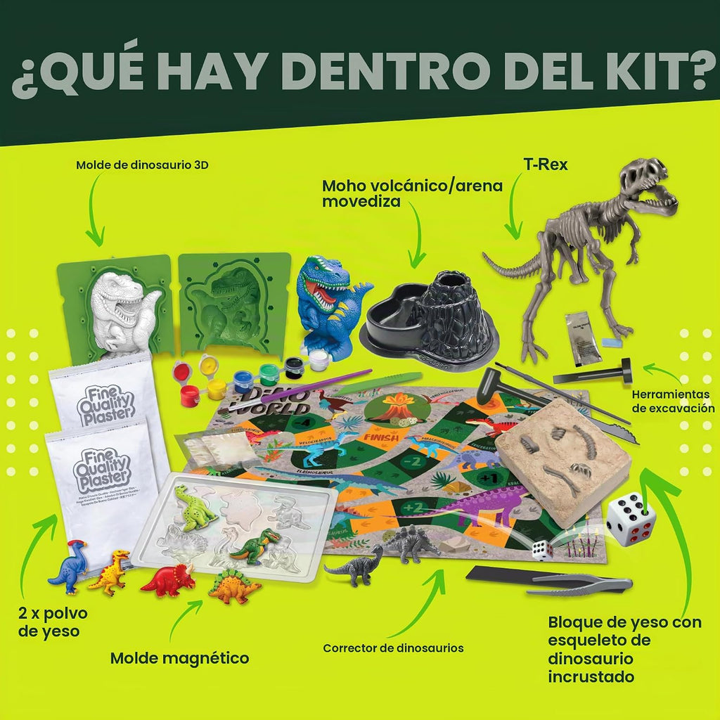4M STEAM Dinosaur World Exploration| Kit de ciencia práctica con figuras de dinosaurios y experimentos fósiles para niños a partir de 5 años - Juguete educativo de paleontología regalo