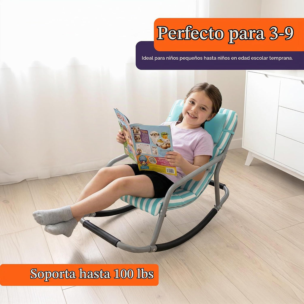 Special Supplies Mecedora sensorial para niños, cómoda mecedora para niños, silla de suelo versátil con tela suave y estabilidad para sala de juegos, dormitorio o guardería (a partir de 3 años) (verde azulado)