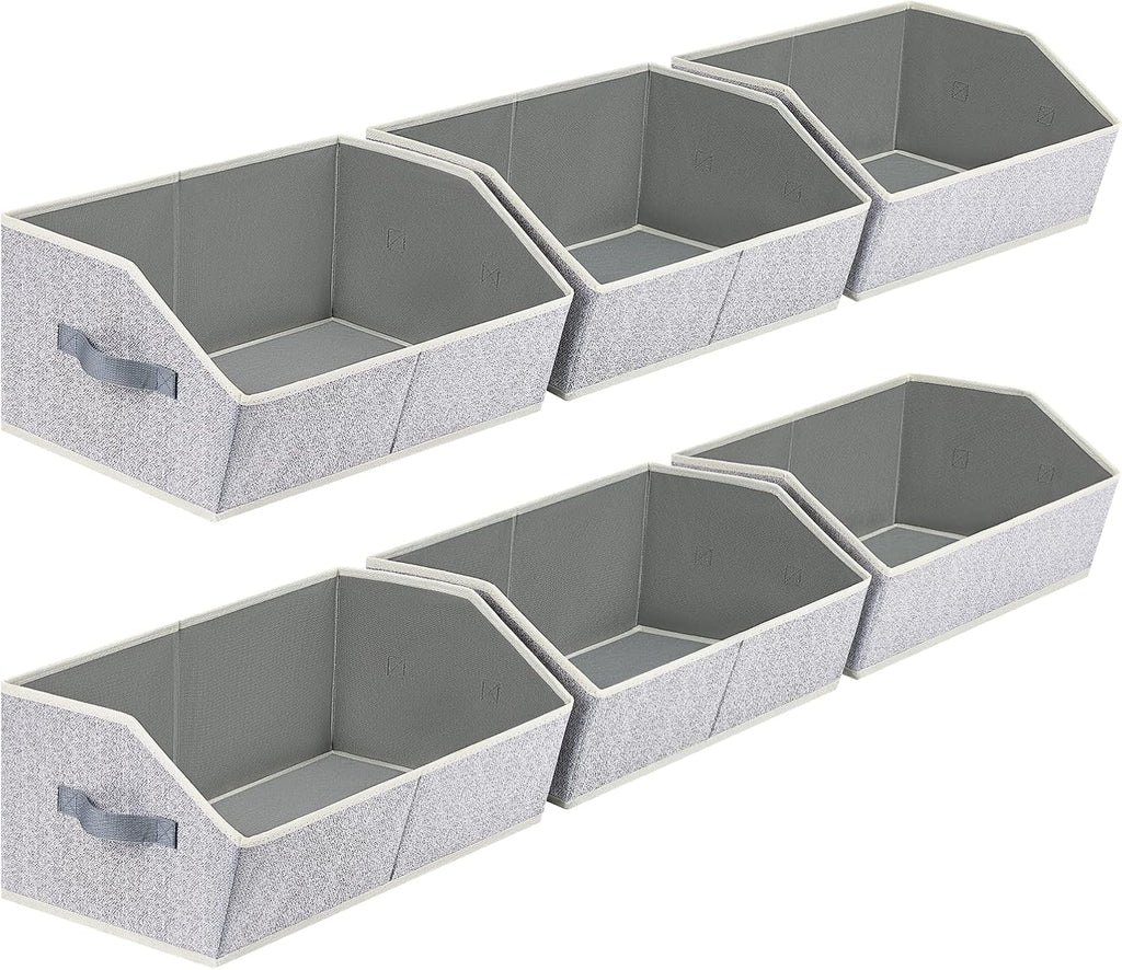 Organizadores de Armario Contenedores 6 Paquetes - Organizador Grande de Estante de Armario con Asas, Contenedores de Almacenamiento Trapezoidales de Tela, Cubos de Almacenamiento Plegables
