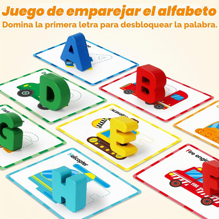 Vanmor Rompecabezas de madera del alfabeto para niños pequeños, jue...