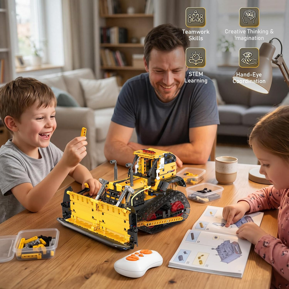 Kits de construcción de robot STEM 5 en 1 para niños de 6 a 12 años, aplicación y control remoto STEM Bulldozer Robot Juguetes de construcción para niños de 8 a 13 años