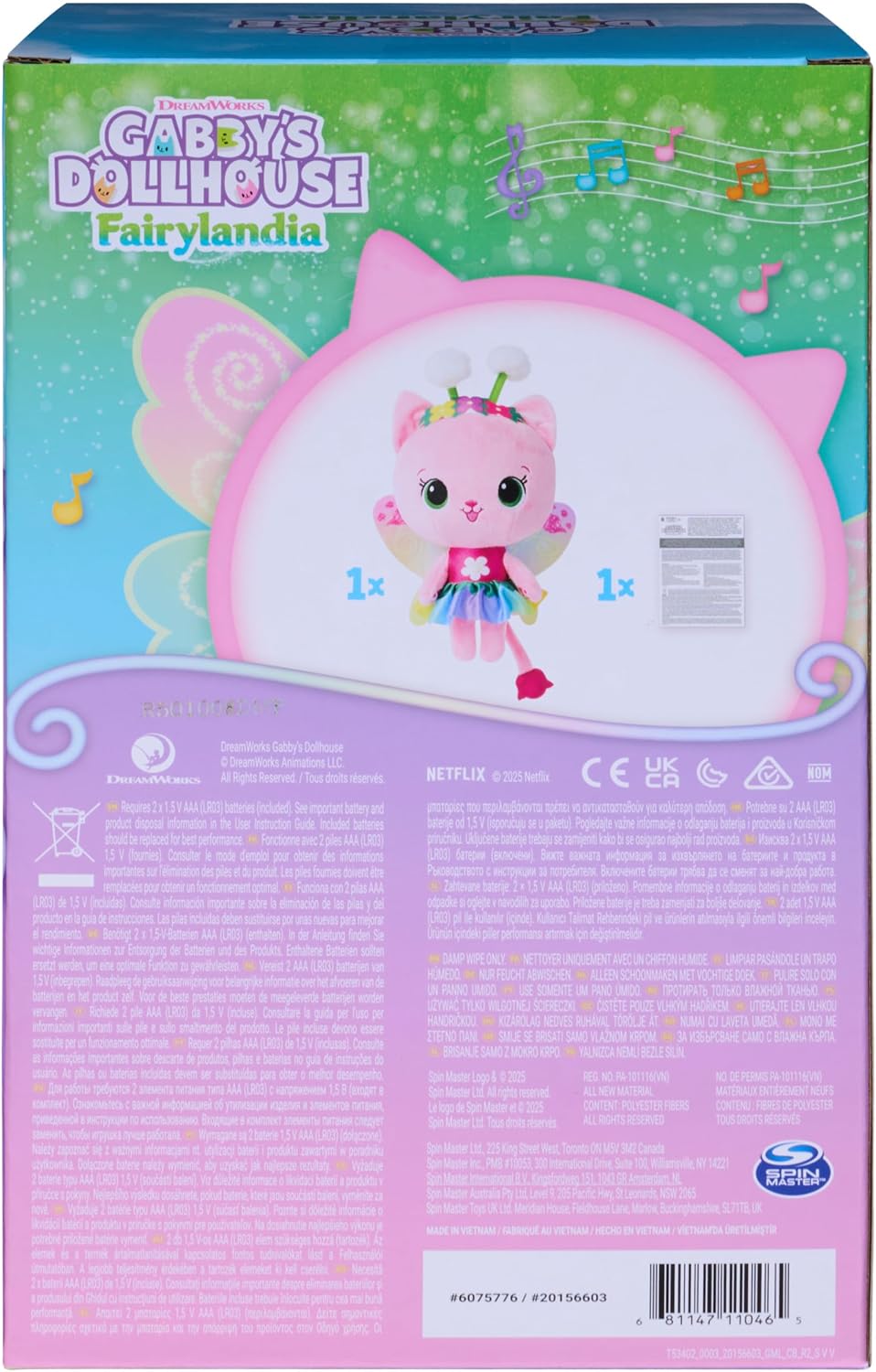 Gabby\u2019s Dollhouse Fairylandia Oficial Rainbow Light-Up Kitty F...