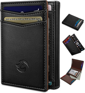 Housmai Billetera de cuero triple para hombre, con bolsillo para ef...