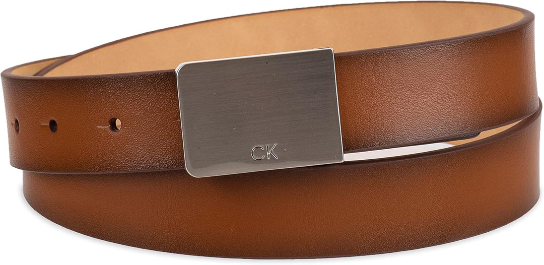 Calvin Klein Cinturón con hebilla de placa moderna y detalle de log...