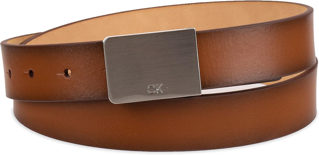 Calvin Klein Cinturón con hebilla de placa moderna y detalle de log...
