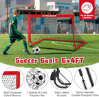 Portería de fútbol, portería de fútbol para niños en el patio trasero, 2 unidades, redes de fútbol portátiles de 4 x 3/6 x 4 pies con objetivo, pelota y conos, equipo de entrenamiento de