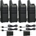 Retevis Radio bidireccional RT22 recargable de largo alcance, radio portátil de 2 vías, carga USB-C, walkie talkies manos libres para adultos, crucero, senderismo, campamento (paquete de 4)