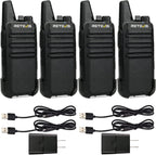Retevis Radio bidireccional RT22 recargable de largo alcance, radio portátil de 2 vías, carga USB-C, walkie talkies manos libres para adultos, crucero, senderismo, campamento (paquete de 4)
