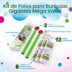 Kit de burbujas grandes de gran valor: 2 varitas de burbujas grandes, paquete de 6 unidades de polvo de burbujas grandes (hace 6 galones) | Juguete al aire libre para niños, niñas | Polvo