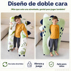 Almohada para cuerpo de niños con forma de dinosaurio - 119 cm en forma de U de felpa larga y suave para niños, para dormir, leer, comodidad para TDAH y necesidades especiales, ansiedad