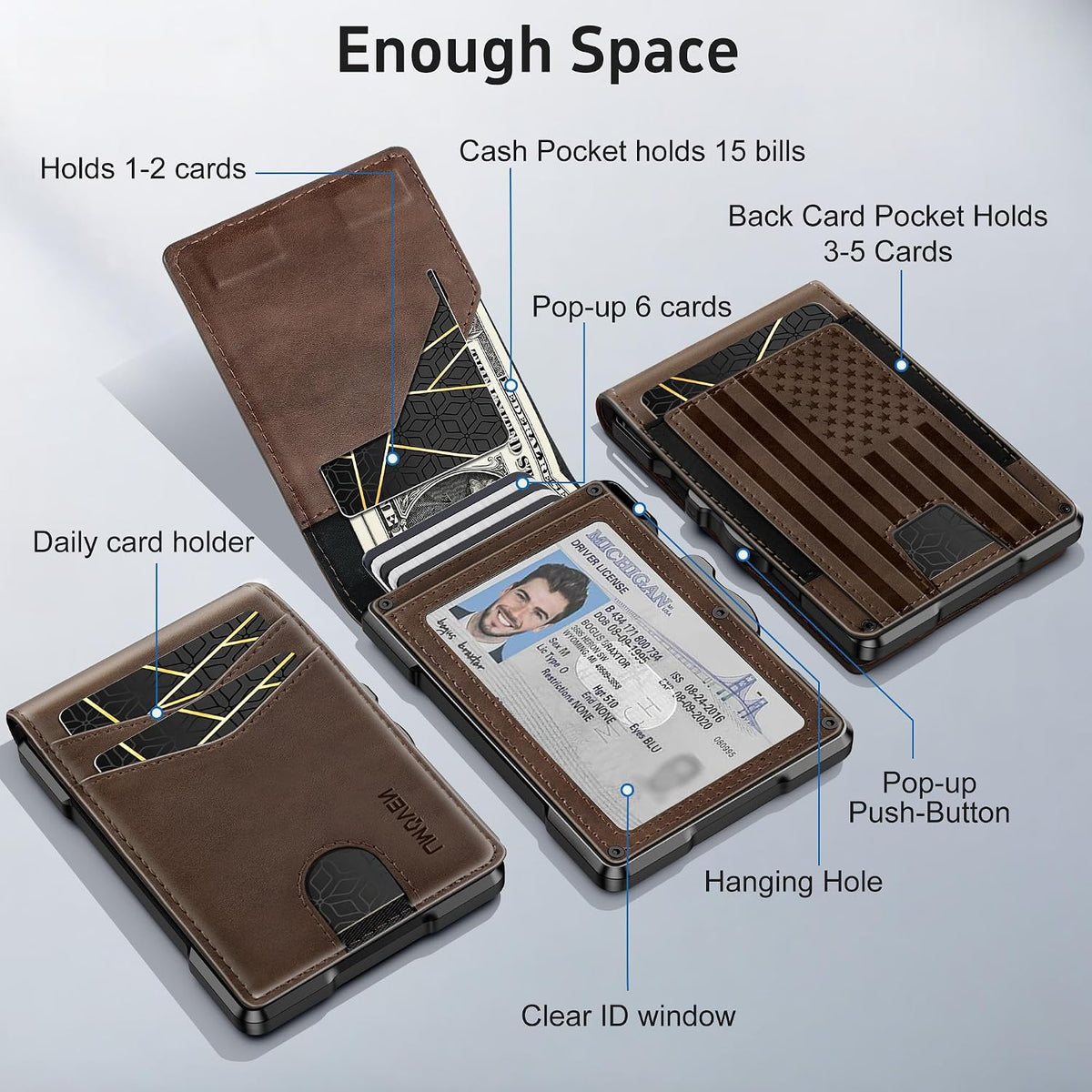 Billetera para hombre minimalista con bloqueo RFID y ranura para tarjetas