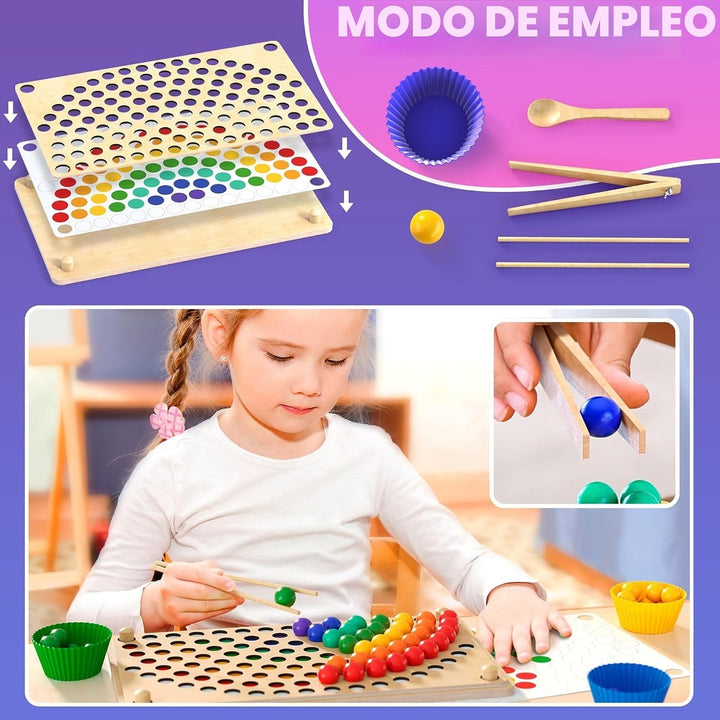 PRO100HOME - Juguetes Montessori de aprendizaje de madera para niño...