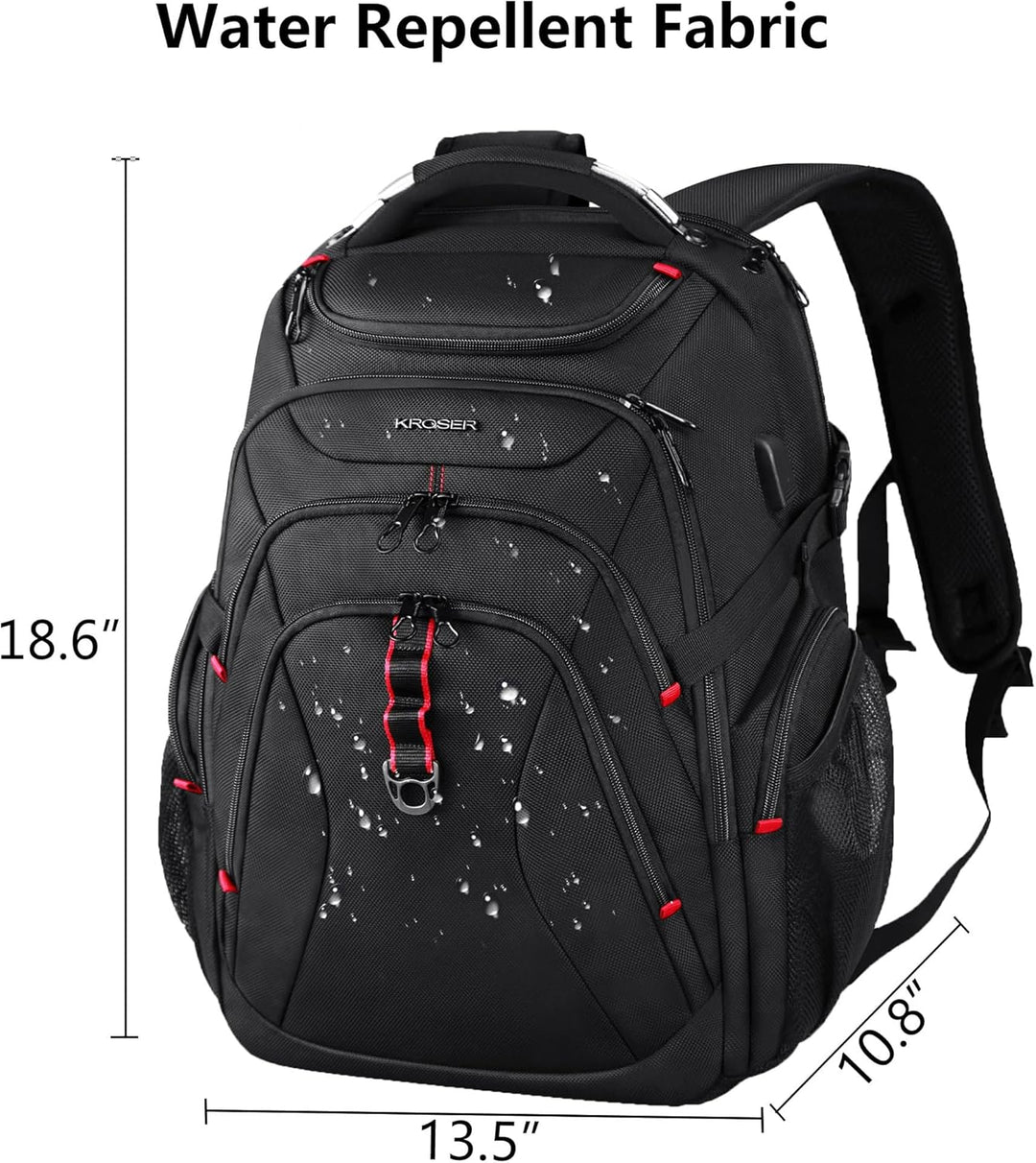 KROSER Mochila de viaje para laptop de 17.3 pulgadas, XL, mochila p...