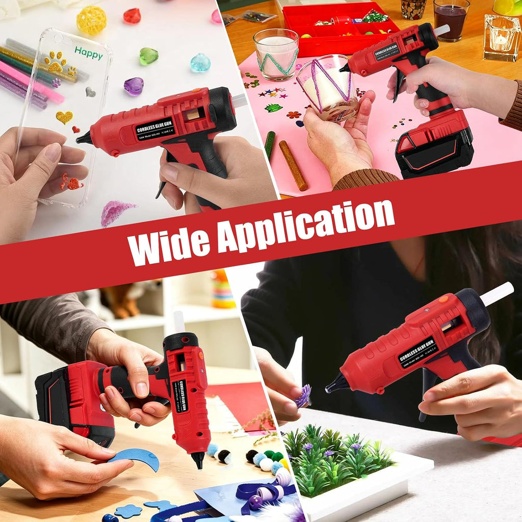 Pistola de pegamento caliente inalámbrica de 100 W para batería Milwaukee M18, kit de pistola de pegamento de calor rápido antigoteo con 20 barras de pegamento de 0.433 × 5.906 in, batería excluida