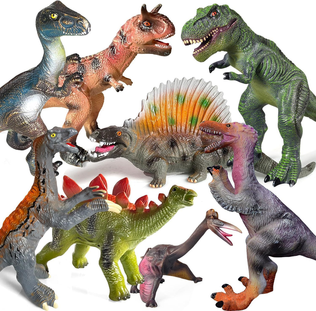 Gzsbaby 8 juguetes de dinosaurio jumbo para niños pequeños de 3 a 5 a 7 años, recuerdos perfectos de fiesta de dinosaurios, regalos de cumpleaños