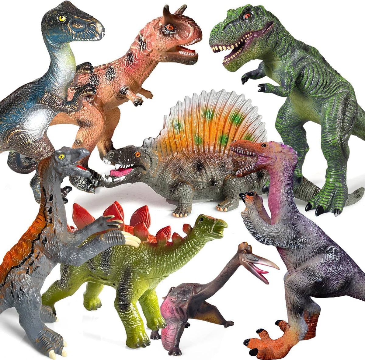 Gzsbaby 8 juguetes de dinosaurio jumbo para niños pequeños de 3 a 5 a 7 años, recuerdos perfectos de fiesta de dinosaurios, regalos de cumpleaños