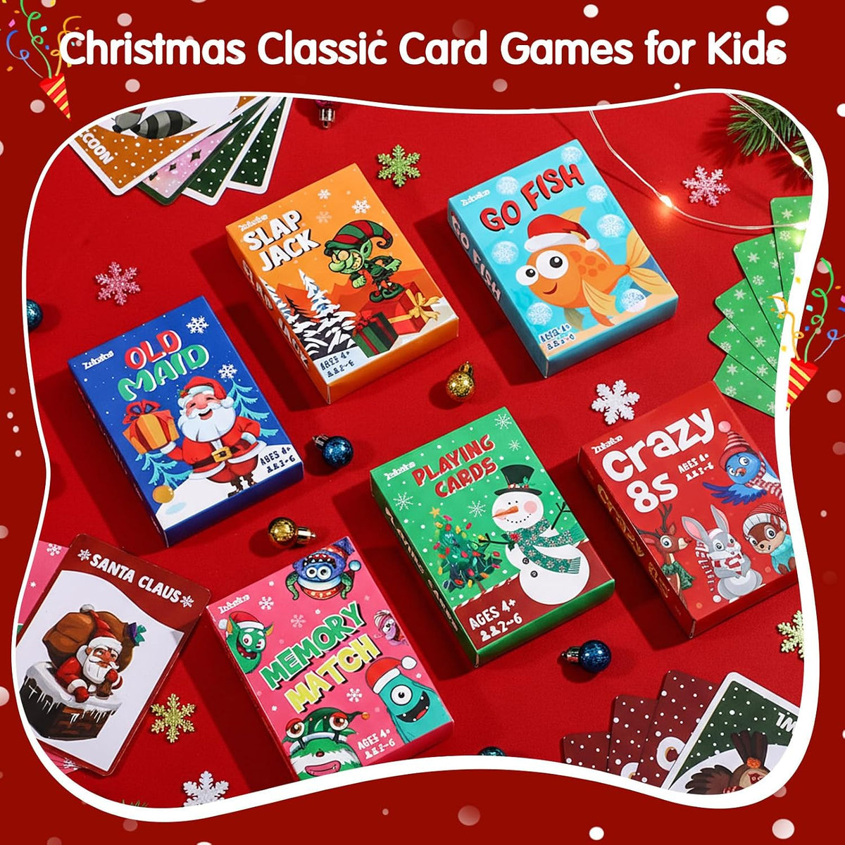 Zubebe 24 juegos de cartas de mazos a granel 6 en 1 clásico naipe, Navidad