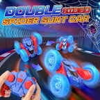 NQD - Coche de control remoto de araña - Vehículo de acrobacia RC de doble cara con rotación de 360° y luces en las ruedas, autos RC todoterreno 4WD de 2.4Ghz recargables para interiores/exteriores