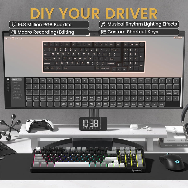 Redragon K742 Teclado Mecánico Inalámbrico para Juegos con Perilla,...