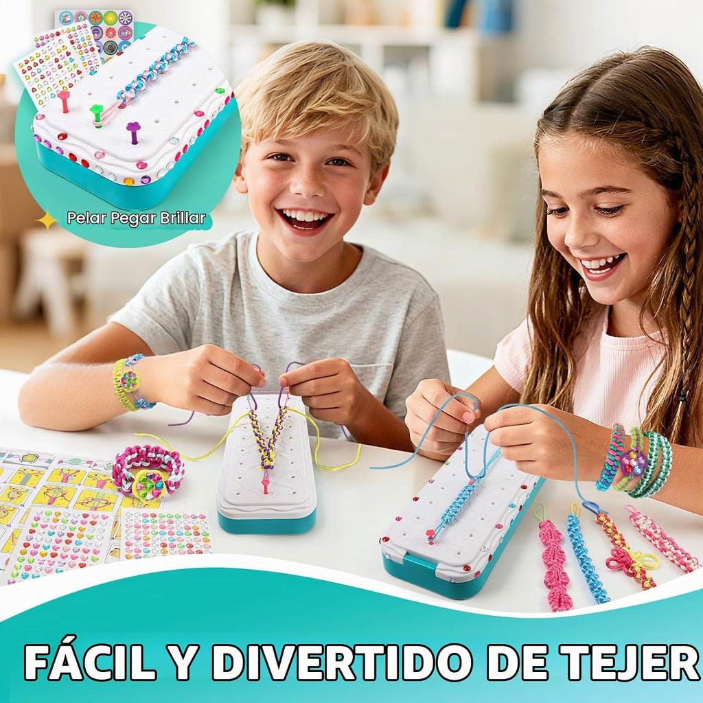 DDAI Kit de pulsera brillante para niñas de 7 a 12 años, juego de manualidades brillantes de amistad con gemas, hilos y calcomanías, regalo de cumpleaños para niñas de 8, 9, 10, 11 años y sorpresa navideña
