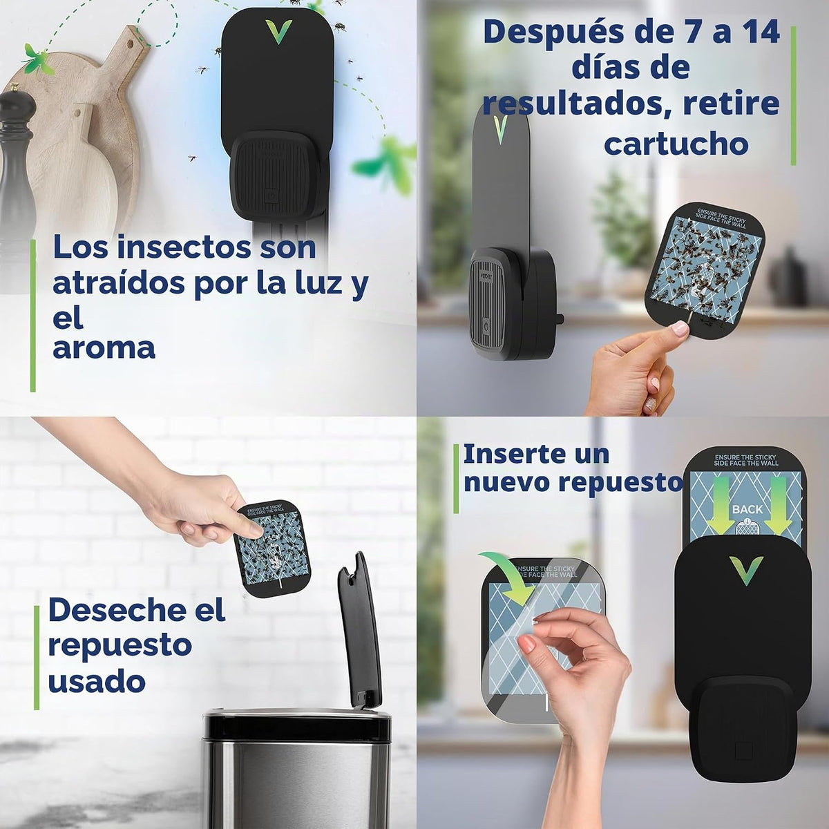 VEYOFLY Trampas para moscas de la fruta de interior con enchufe UV, trampa para mosquitos de la fruta, 2 dispositivos + 6 recambios