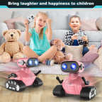 Hamourd Juguetes robot para niñas, robots recargables de control remoto, robot de juguete con demostración automática, cabeza y brazos flexibles, movimientos de baile, música y ojos LED brillantes