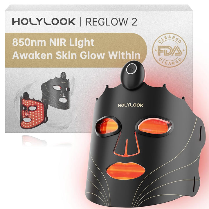 HOLYLOOK Máscara de terapia de luz roja aprobada por la FDA para ca...