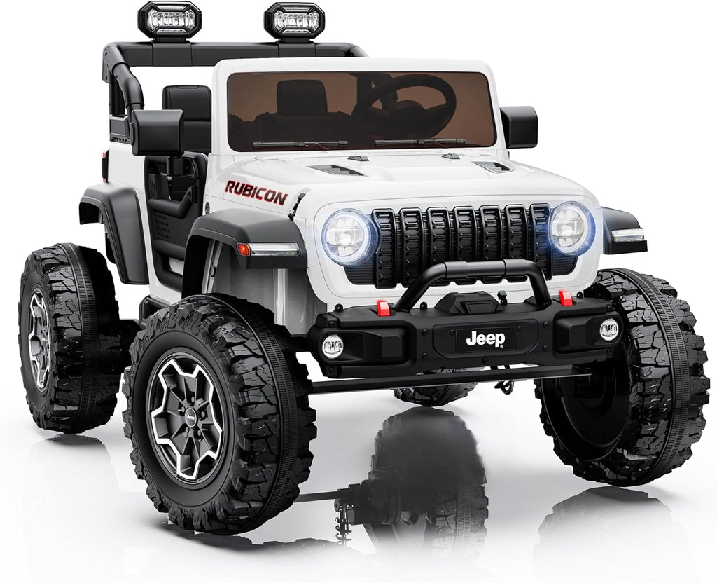First Ride On Jeep Vihecle de 24 voltios con control remoto, automóvil eléctrico Jeep Wrangler Rubicon con licencia para niños y niñas, autos de paseo para niños con velocidad máxima de 5.3 mph