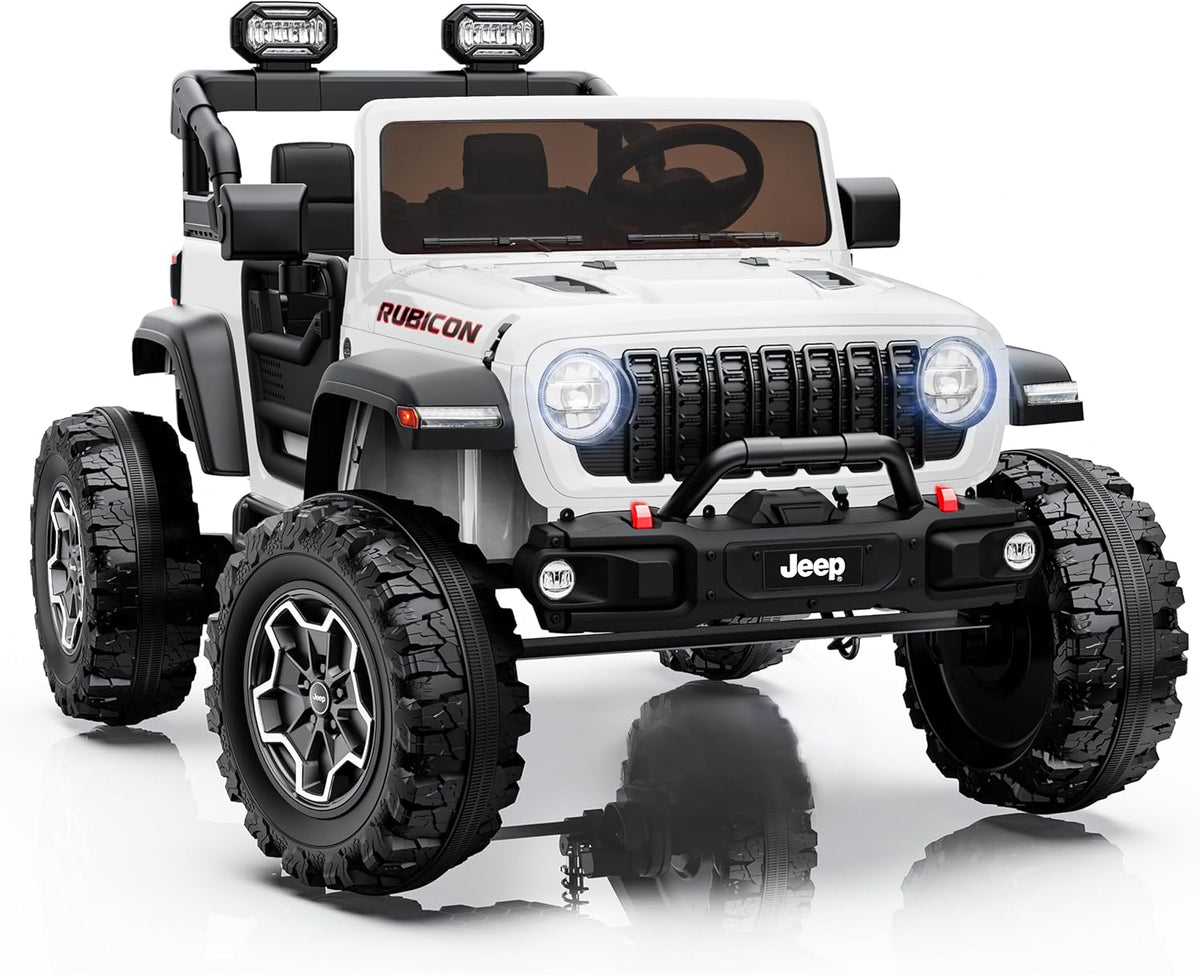 First Ride On Jeep Vihecle de 24 voltios con control remoto, automóvil eléctrico Jeep Wrangler Rubicon con licencia para niños y niñas, autos de paseo para niños con velocidad máxima de 5.3 mph