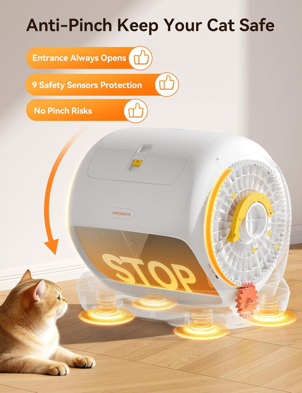 Meowant Caja de arena para gatos autolimpiante, gran capacidad de 106L para