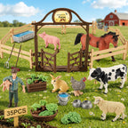 35 piezas Figuras de Animales de Granja, Juguetes de Caballería y Establo para Juegos de Granja para Niños de 3+