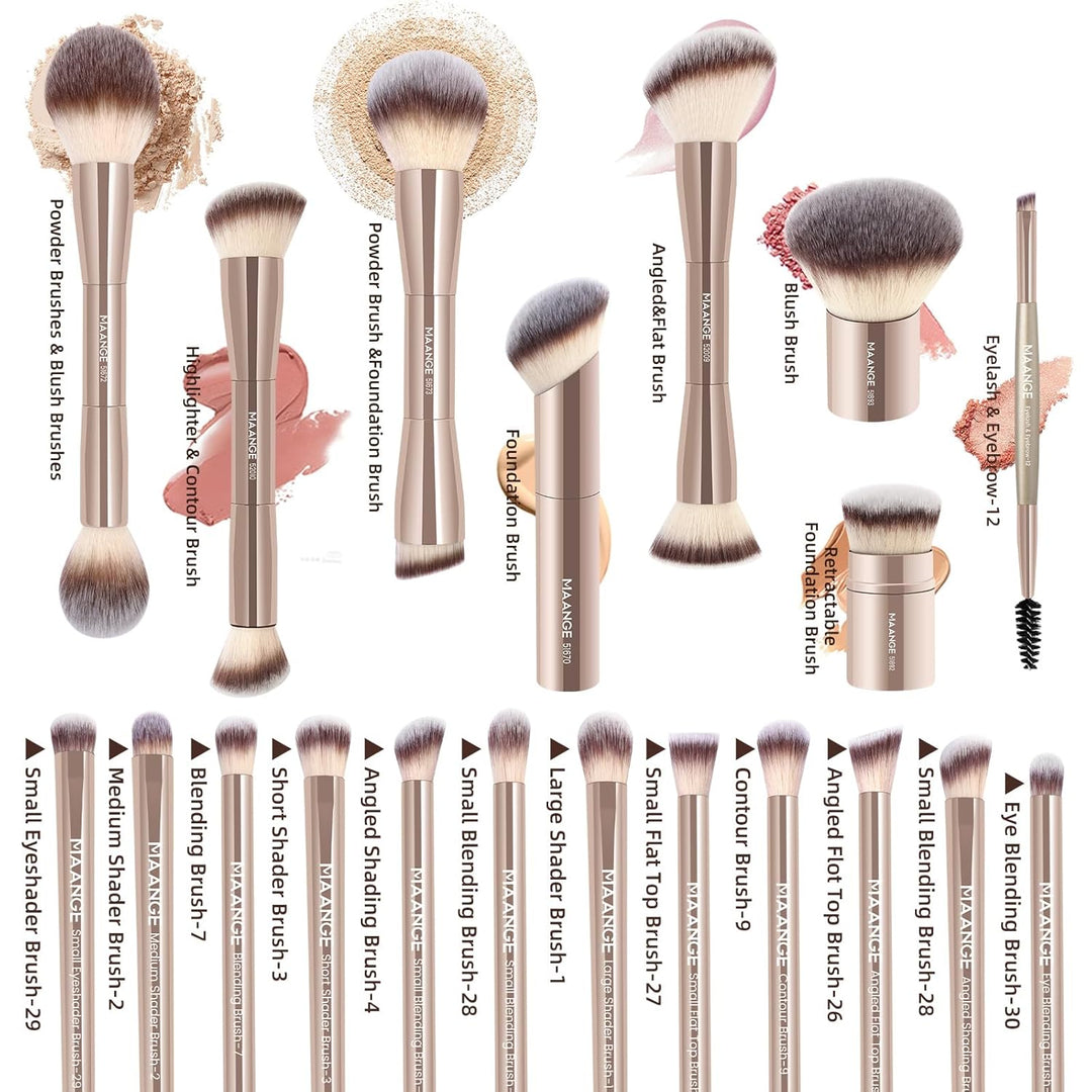 MAANGE Juego de 20 brochas de maquillaje de base, brocha de contorn...
