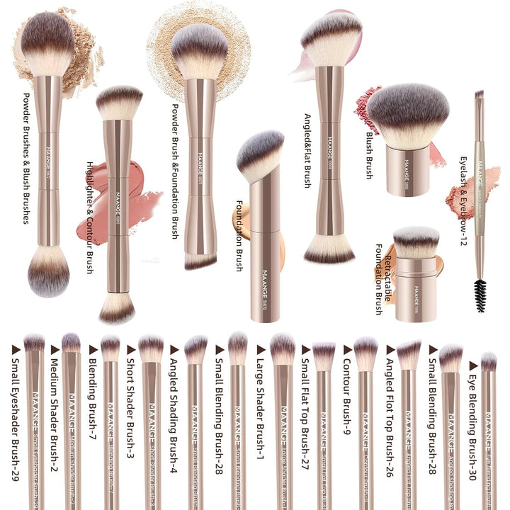 MAANGE Juego de 20 brochas de maquillaje de base, brocha de contorn...