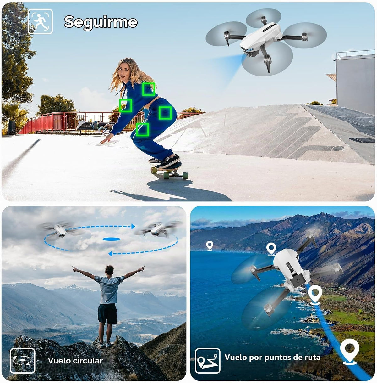 Drones con cámara para adultos 4K, dron GPS con retorno automático, sígueme, vuelo circular, vuelo de punto de referencia, flujo óptico, motor sin escobillas, transmisión 5G plegable FPV Quadcopter de