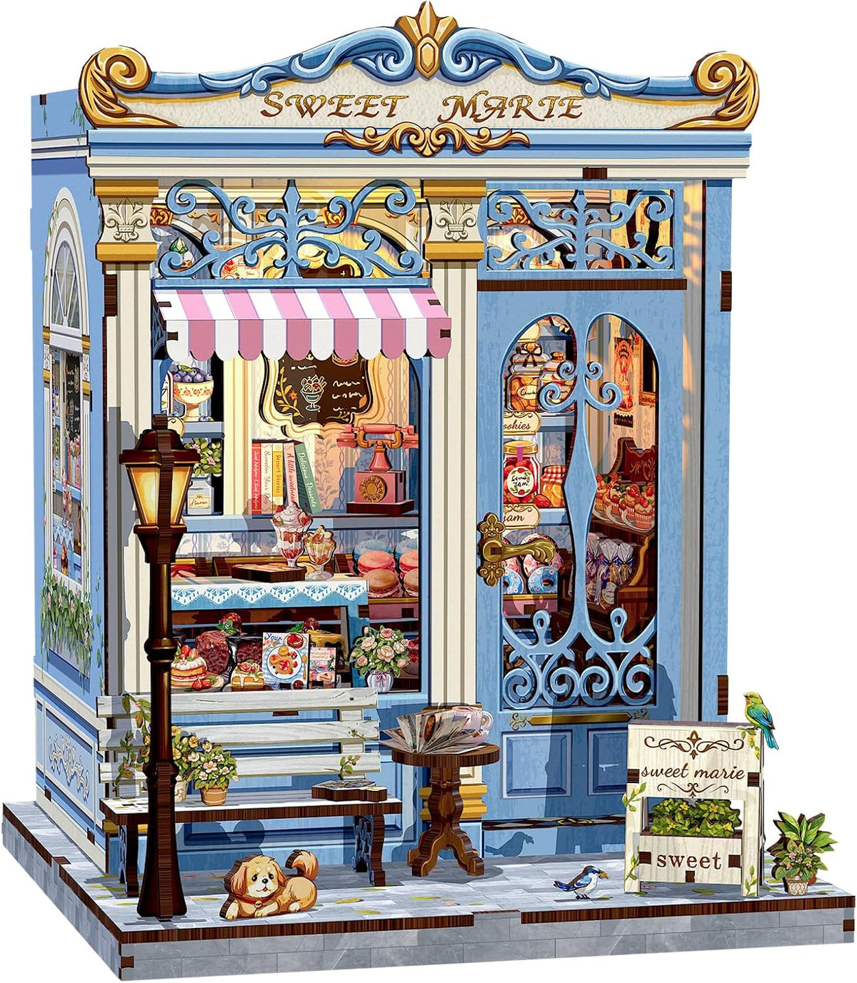 CUTEBEE - Kit de rincón de libro de rompecabezas 3D, kit de casa de muñecas en miniatura para adultos