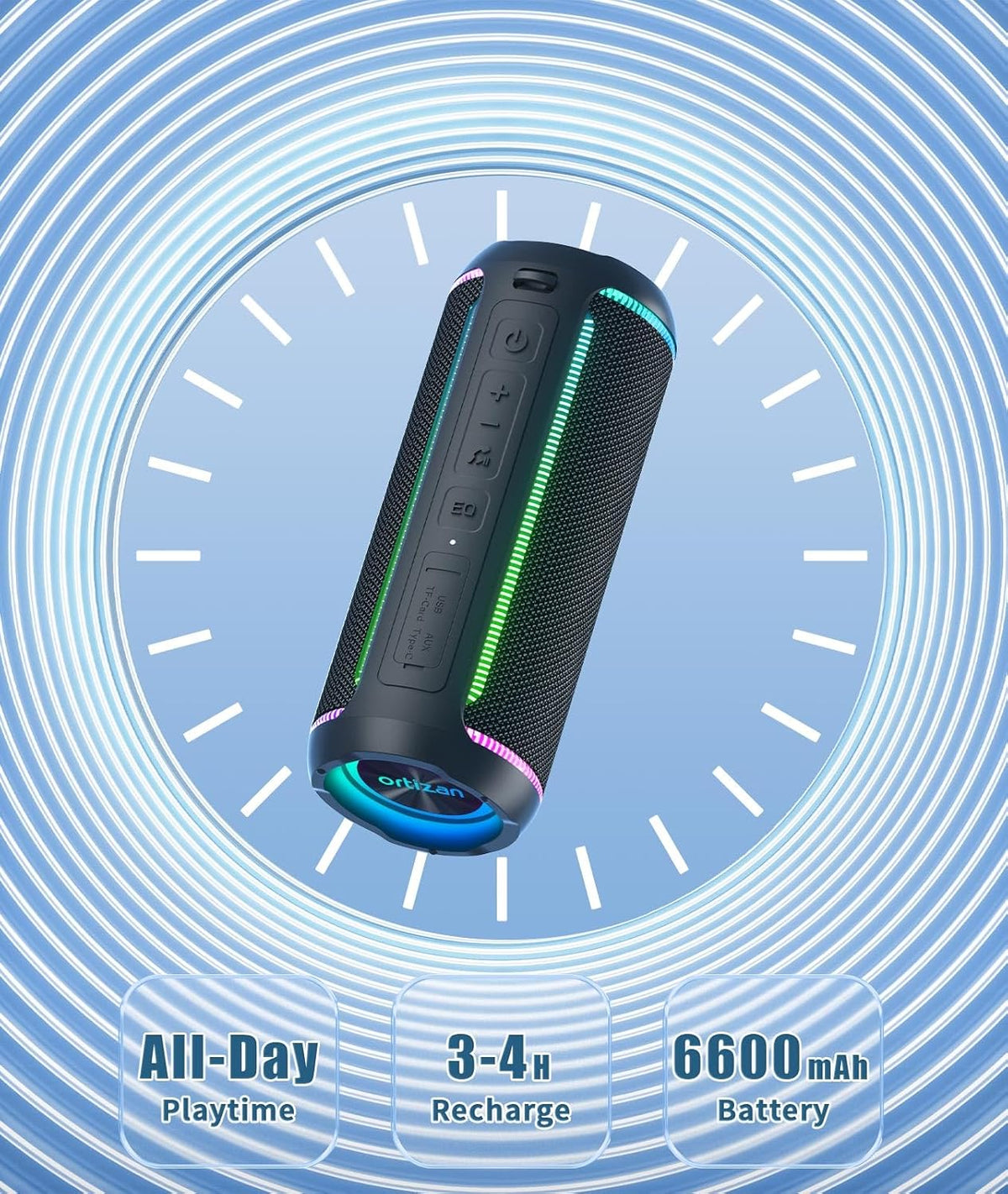 Oritzan Altavoz Bluetooth portátil, sonido fuerte de 40 W y graves...