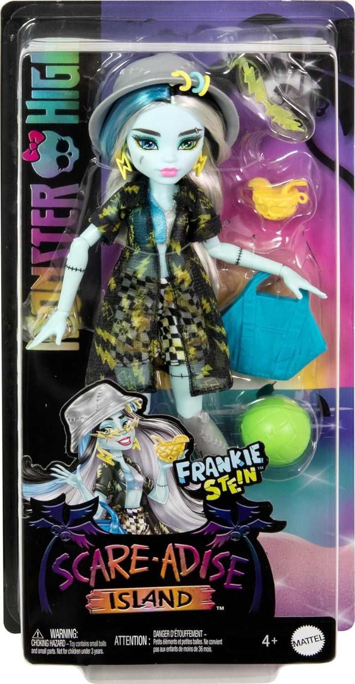 Monster High Isla del Terror Frankie Stein con traje de baño, cubre...
