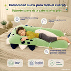 Almohada para cuerpo de niños con forma de dinosaurio - 119 cm en forma de U de felpa larga y suave para niños, para dormir, leer, comodidad para TDAH y necesidades especiales, ansiedad