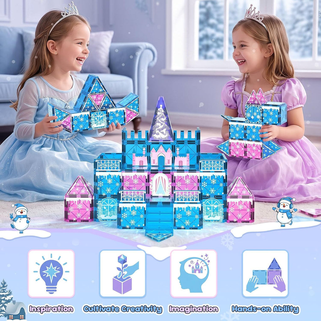 Bloques de construcción magnéticos para niñas, juego de castillo de