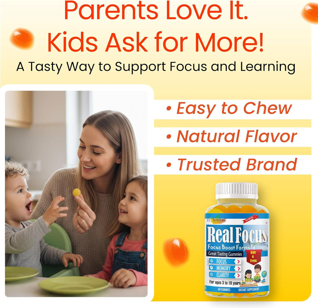 Real Focus Omega 3 para niños, suplemento de enfoque para niños, at...