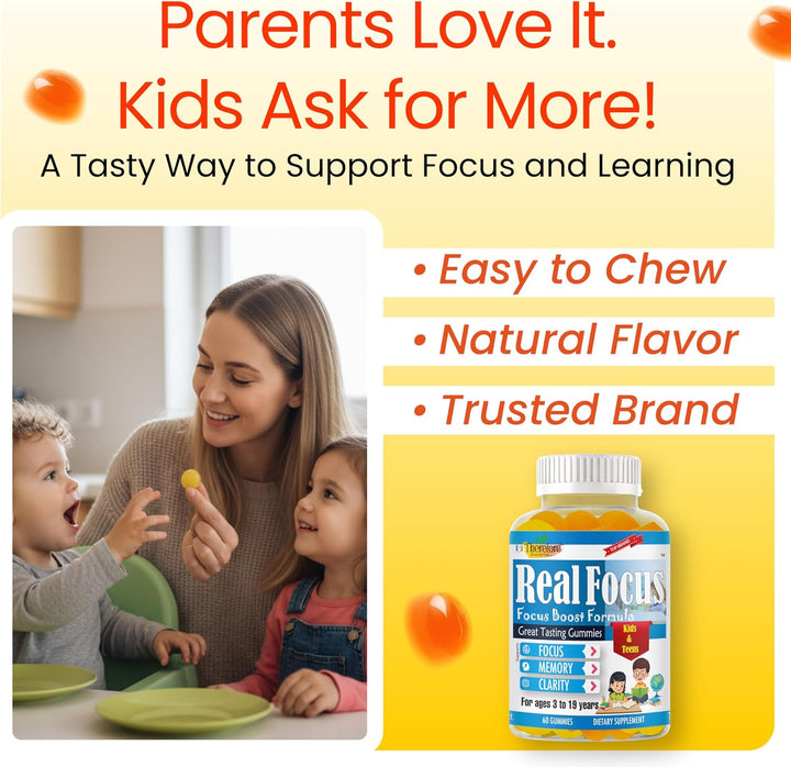 Real Focus Omega 3 para niños, suplemento de enfoque para niños, at...